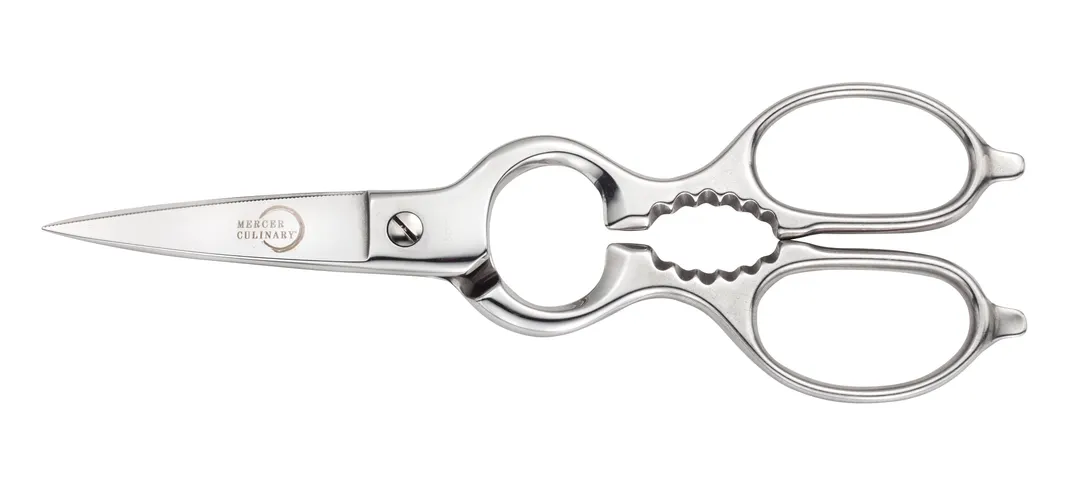 Mercer M14802 Multi-Purpose Kitchen Shears, 8" Length, Fine‑Toothed Blade, Stainless Steel Handles