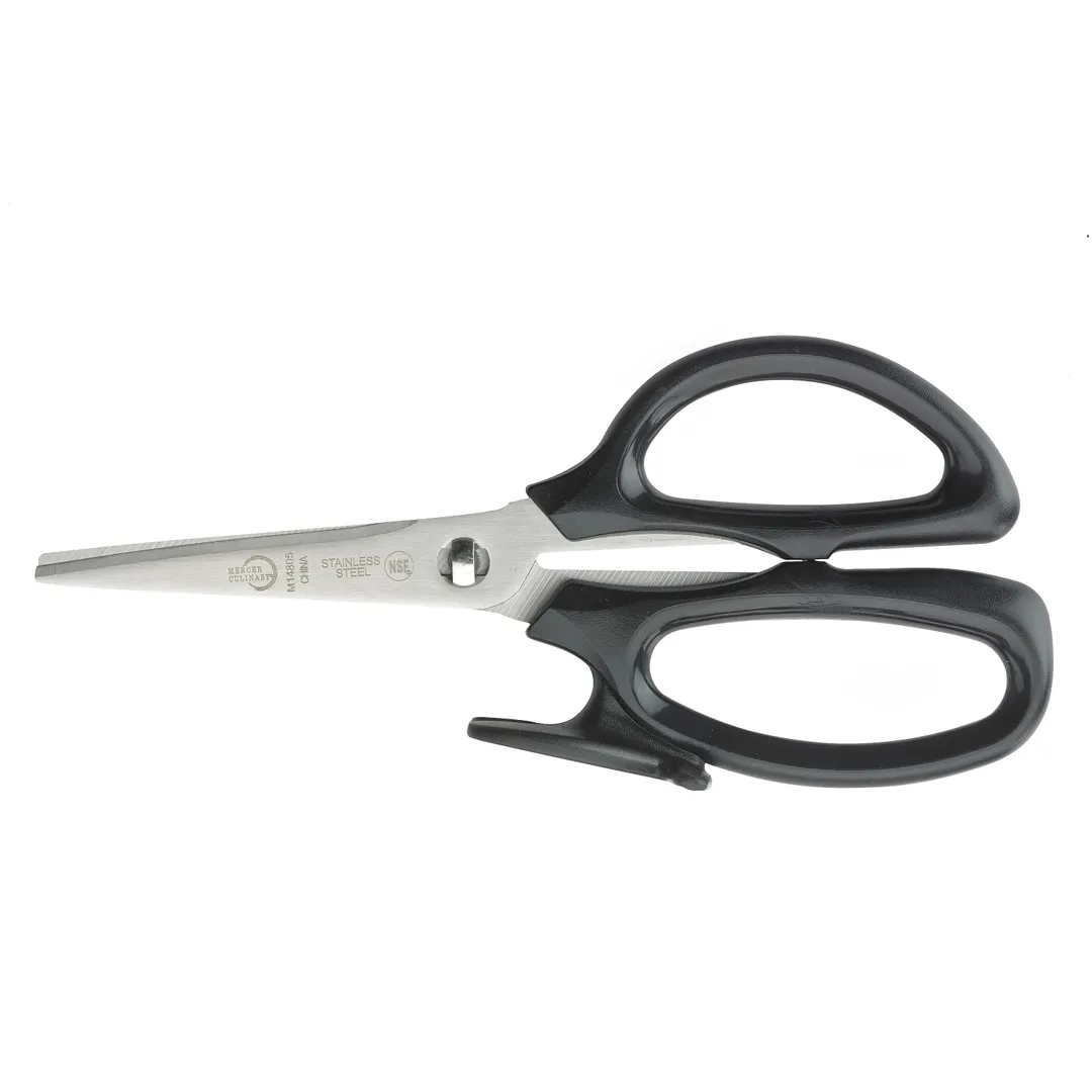 Mercer M14805 Kitchen Shears – 8" Length, High‑Carbon Steel Blades, Black ABS Handles, NSF