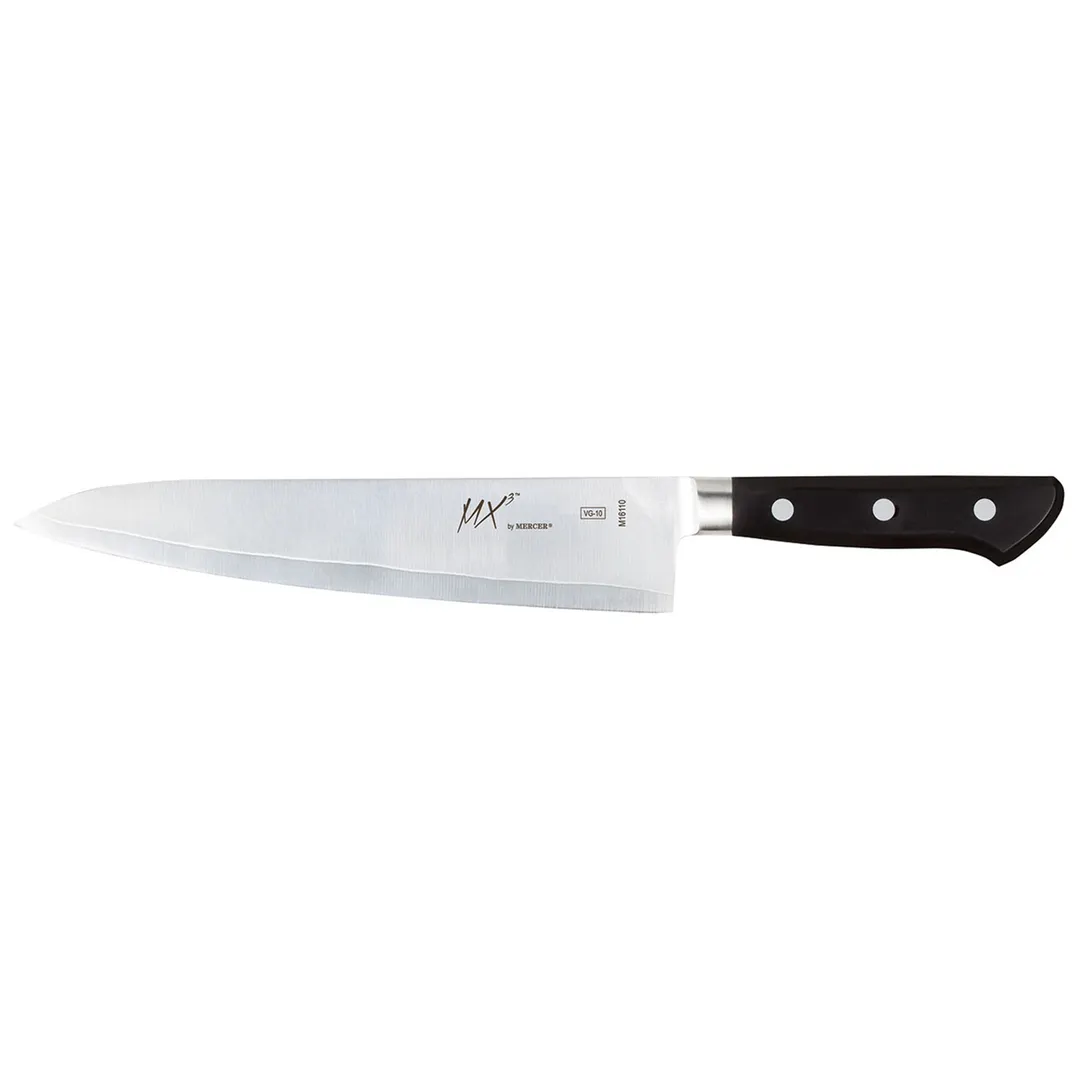 Mercer M16110 - Gyuto Knife, 8-5/16" (210mm) VG‑10 Blade, Triple Riveted, Smooth Edge, Delrin Handle