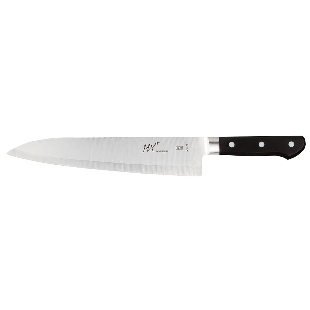Mercer M16120 MX3 Gyuto Knife, 9½" Blade, Forged VG-10 Steel Core, Ergonomic Delrin Handle