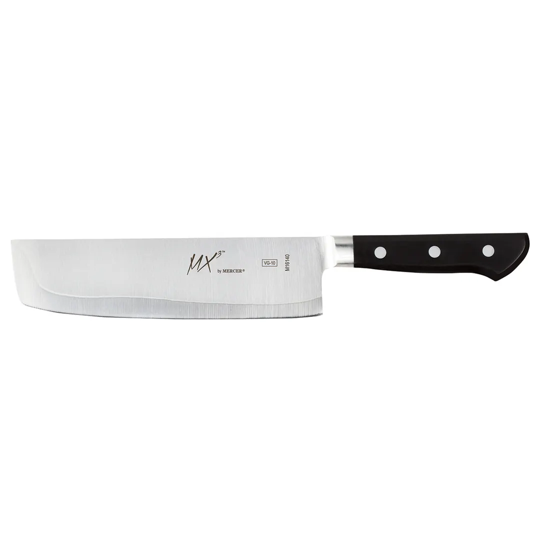 Mercer M16140 - MX3 7" (185mm) Nakiri Knife, VG‑10 Steel Blade, Smooth Edge, Delrin Handle