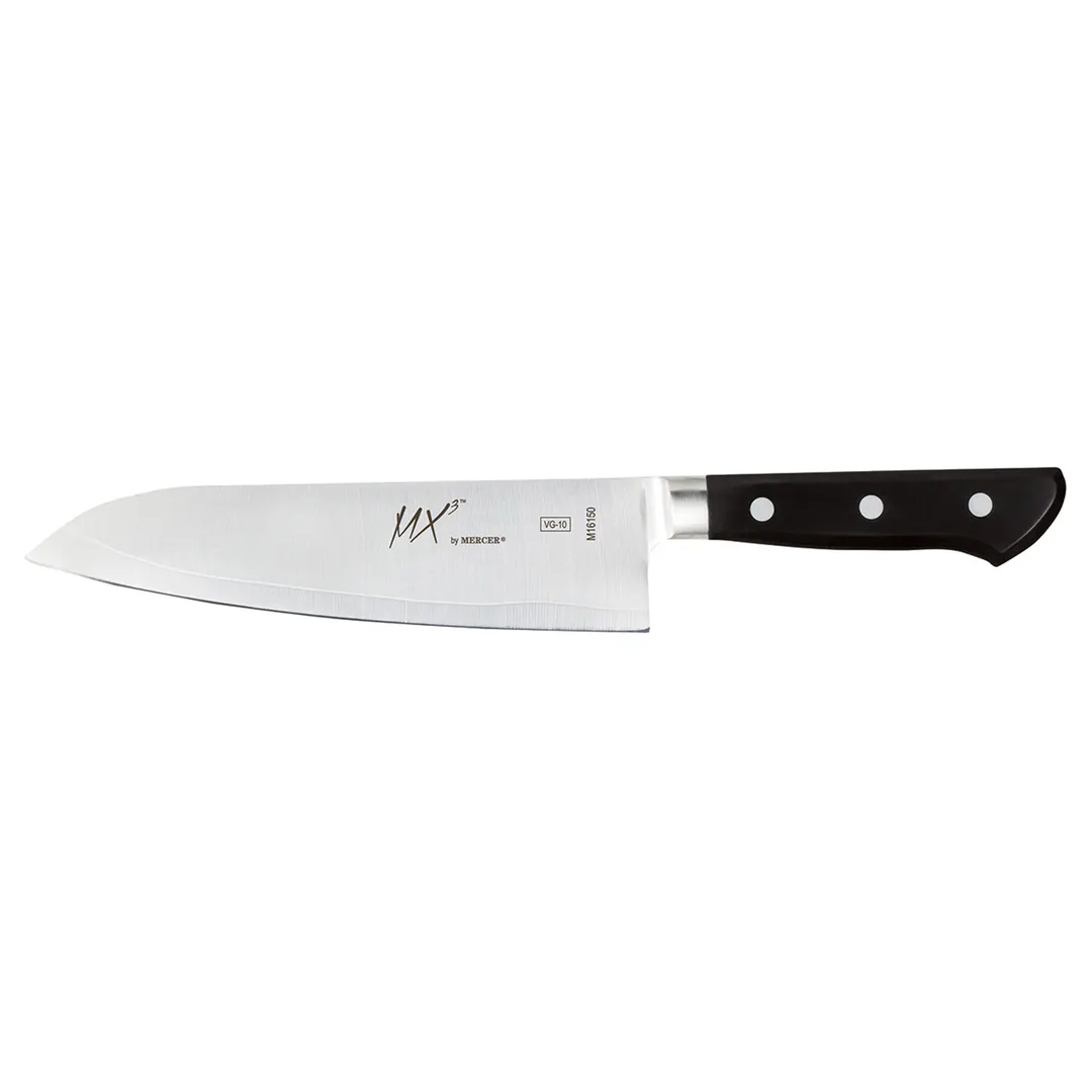 Mercer M16150 - Santoku Knife, 7" (185mm) Forged VG-10 Blade Triple Riveted Delrin Handle SmoothEdge
