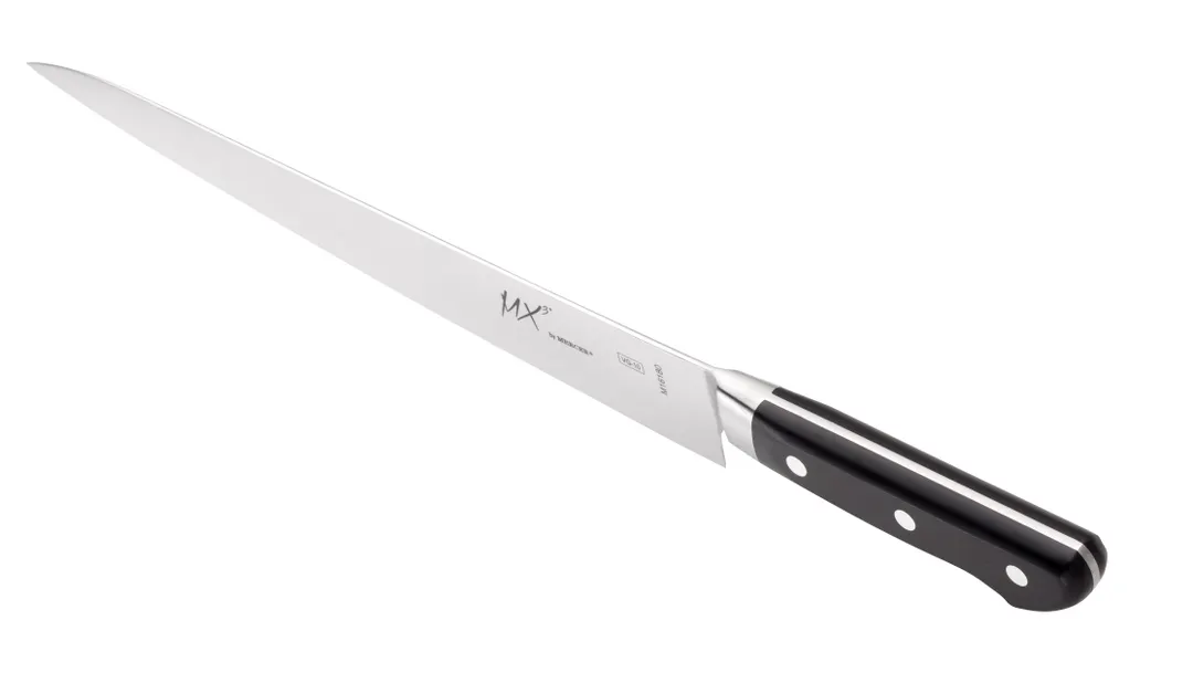 Mercer M16180 MX3 Sujihiki Knife, 9.5" VG-10 Core Blade, Smooth Edge, Ergonomic Delrin Handle