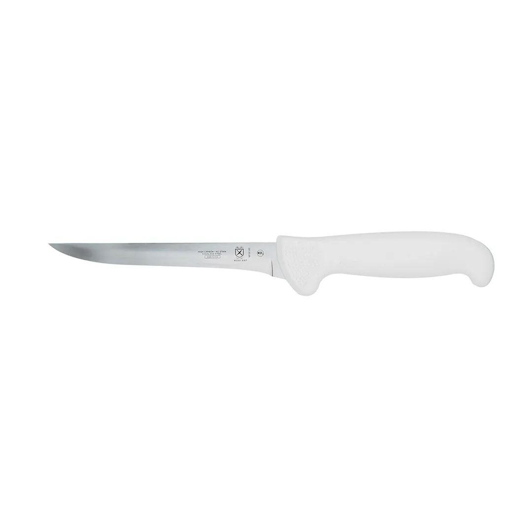 Mercer M18100 Ultimate White Boning Knife, 6" Stamped Blade, Carbon Steel, White Handle, NSF