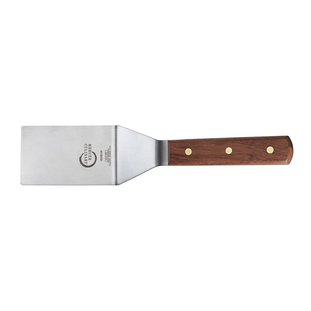 Mercer M18430 Praxis Turner – 4" x 2½" Blade, 11⅜" Steel Rosewood Handle with Brass Rivets