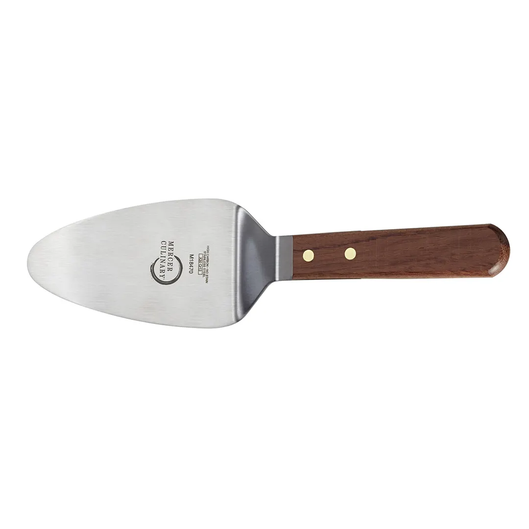 Mercer M18470 Pie Server, 5" x 3" Blade, 11" Length, Stainless Steel, Rosewood Handle, Brass Rivets