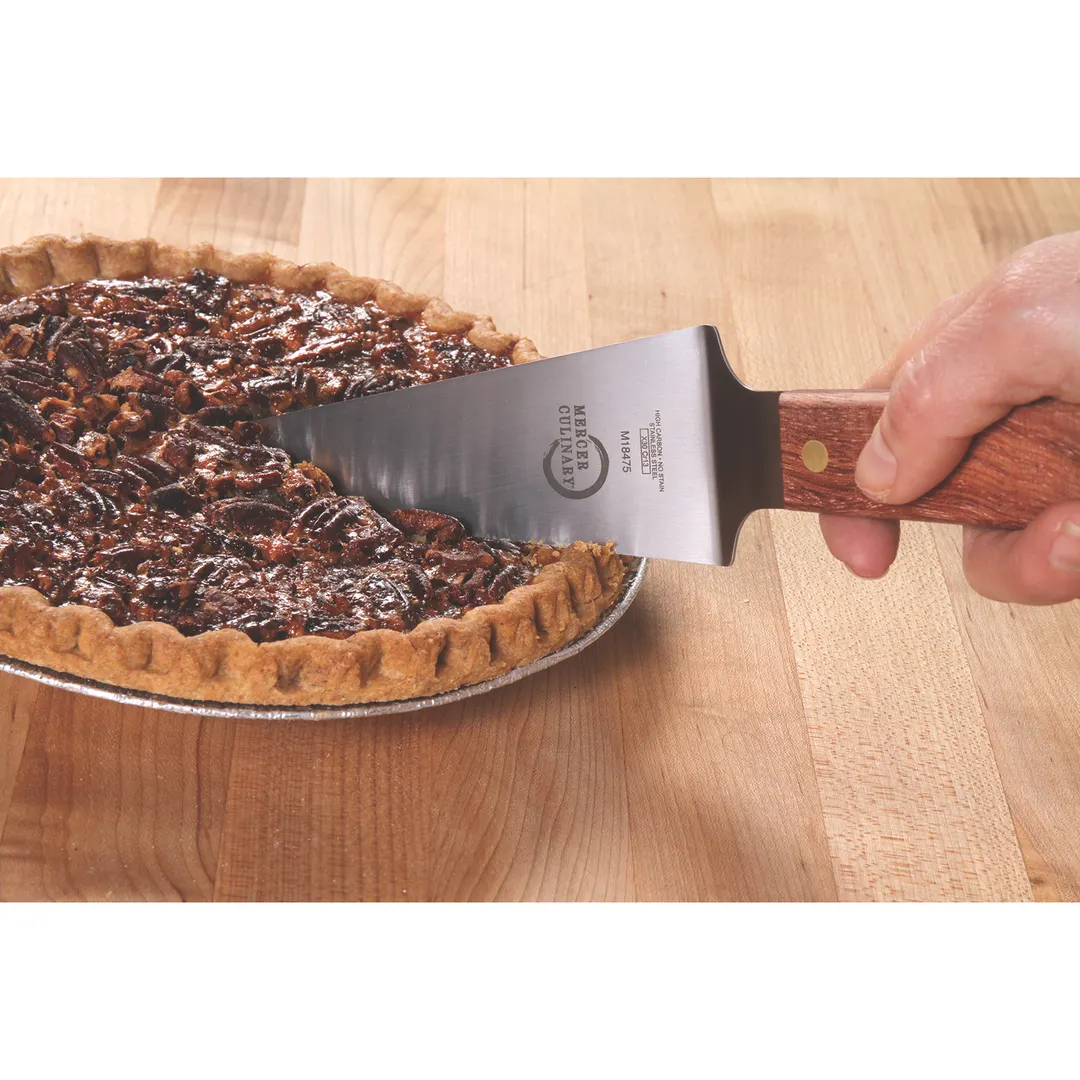 Mercer M18475 Pie Server, 5" x 2" Blade, 10-1/2" Len, Stainless Steel, Rosewood Handle, Brass Rivets