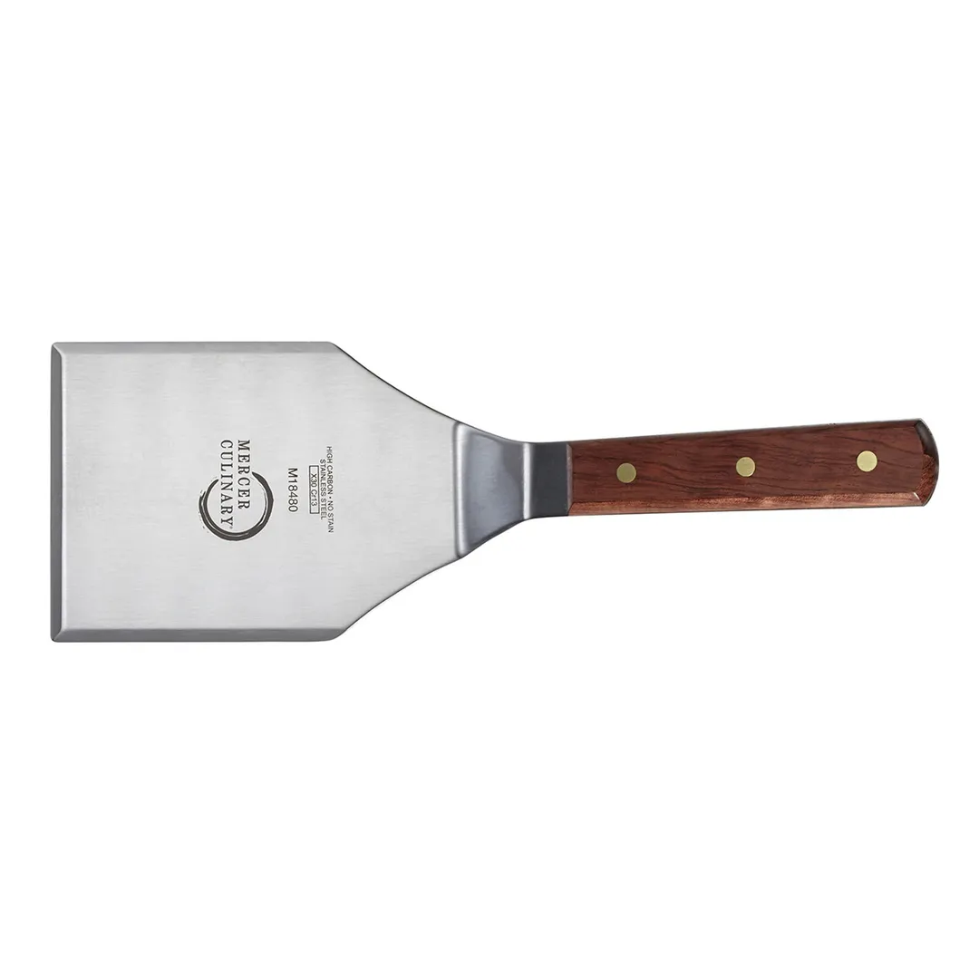 Mercer M18480 Praxis Turner – 5" x 4" Blade, 12½" Overall, Steel, Rosewood Handle, 3 Brass Rivets