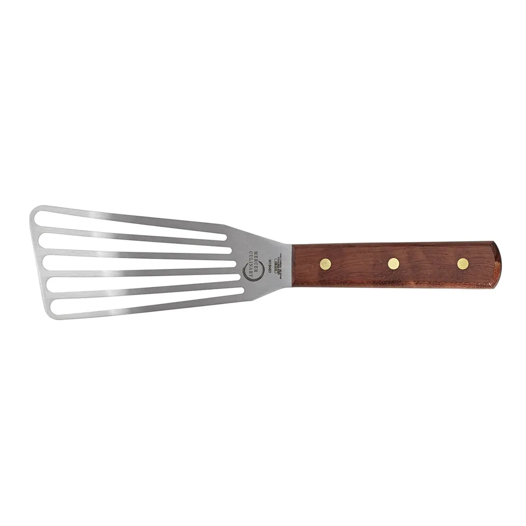 Mercer M18483 Praxis Fish Turner, 6" X 3" Blade, 11½", Stainless Steel, Wood Handle Brass Rivets