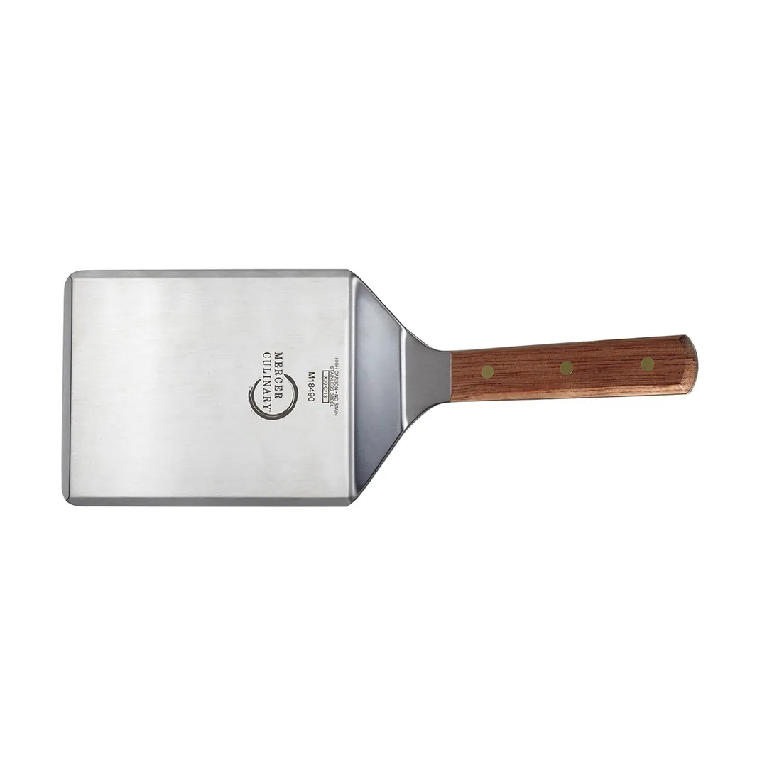 Mercer M18490 Praxis Turner – 6" Blade × 5" Width, 13-1/2", Steel Rosewood Handle, Brass Rivets
