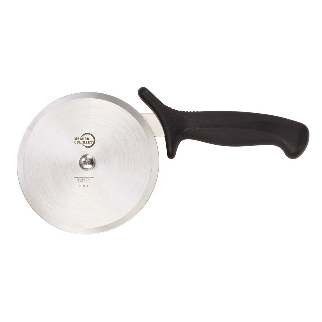 Mercer M18615BK Pizza Cutter, 5" Blade, Japanese Steel, Black Santoprene/Polypropylene Handle