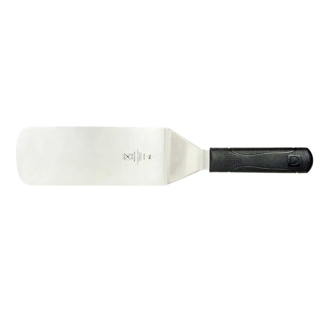Mercer M18700 Stainless Steel Turner, 8" Blade x 3" Wide, 14-3/4" Length, Black Handle, NSF