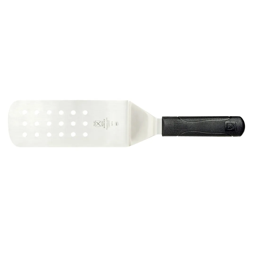 Mercer M18710 Turner – 8" Perforated, 3" Width, 14-3/4", Black Polypropylene Handle, NSF