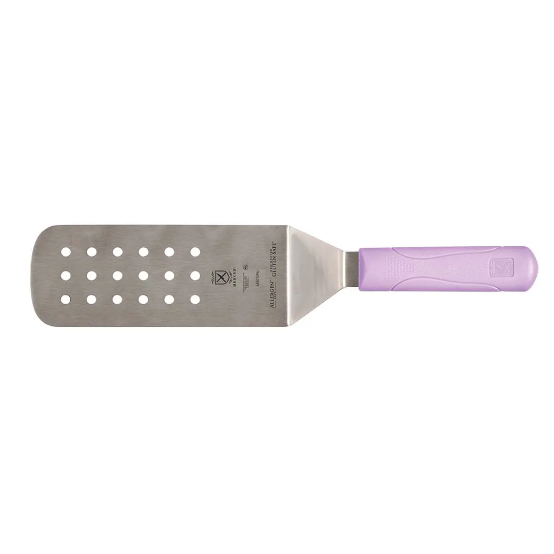 Mercer M18710PU Perforated Turner, 8" x 3" Blade, 14-3/4", Purple Plastic Handle, NSF