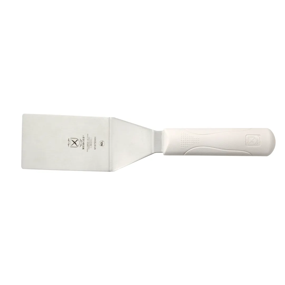 Mercer M18730WH Millennia Turner, 4" Blade x 2½" W, 11⅜" L, White Handle, Japanese Steel Blade