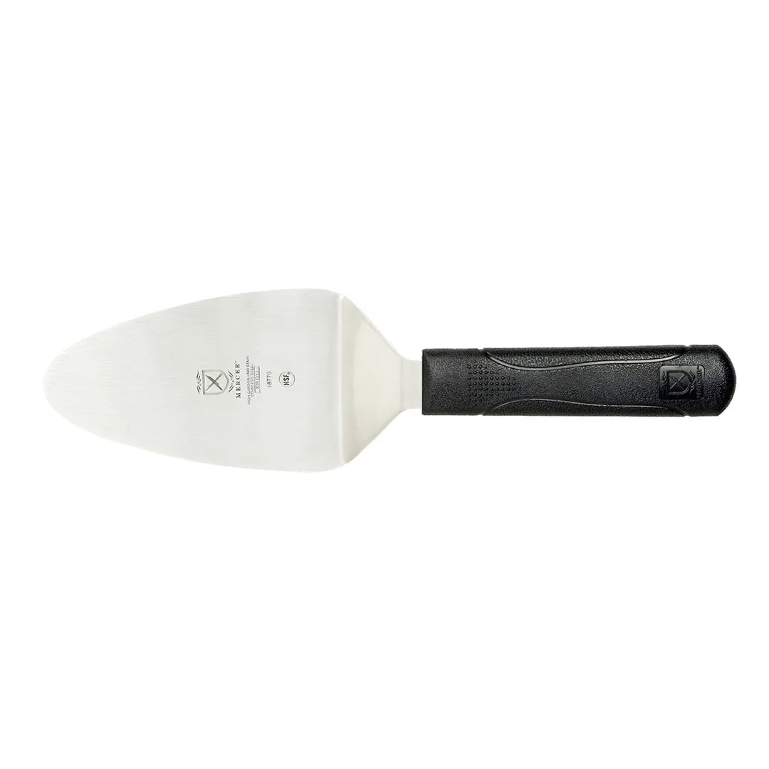 Mercer M18770 Pie Knife, 5" x 3" Blade, 11" Length, Japanese Steel, Black Plastic Handle, Edge
