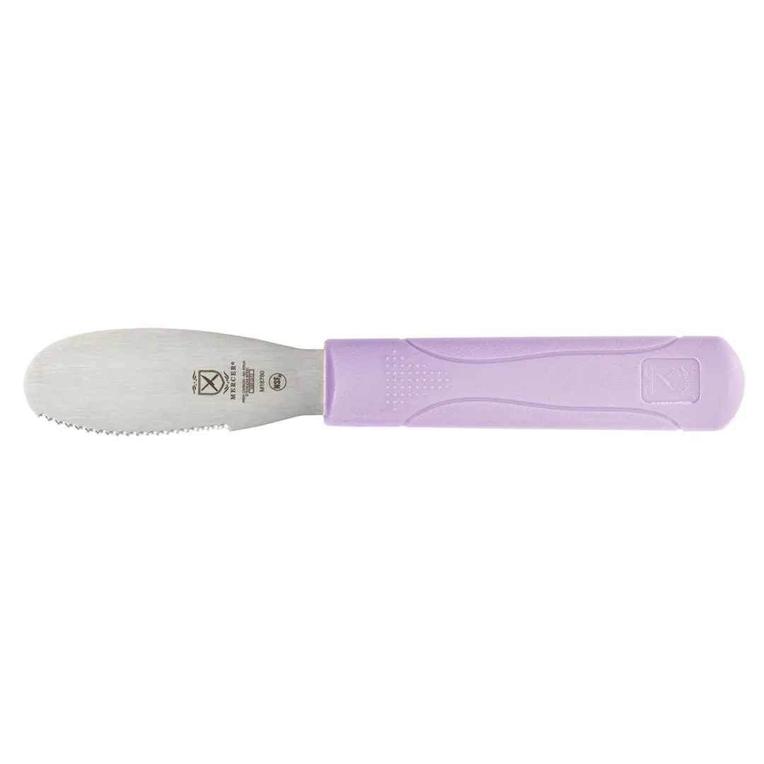 Mercer M18780PU Sandwich Spreader, 3-1/2" Wavy Blade, 8-1/2" Length, Steel, Purple PP Handle, NSF
