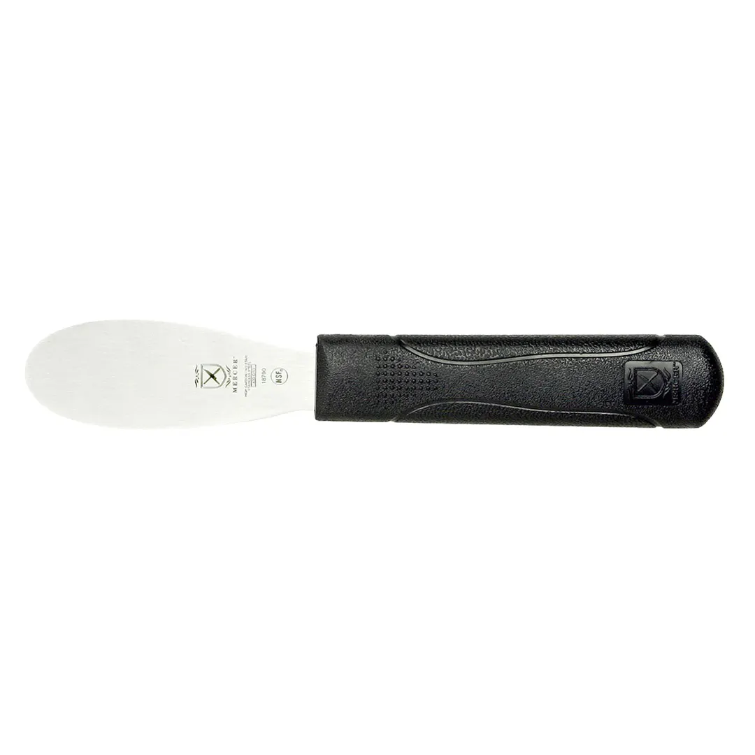 Mercer M18790 Sandwich Spreader, 3.5" Blade, 8.5" Overall, Japanese Steel, Black Plastic Handle, NSF
