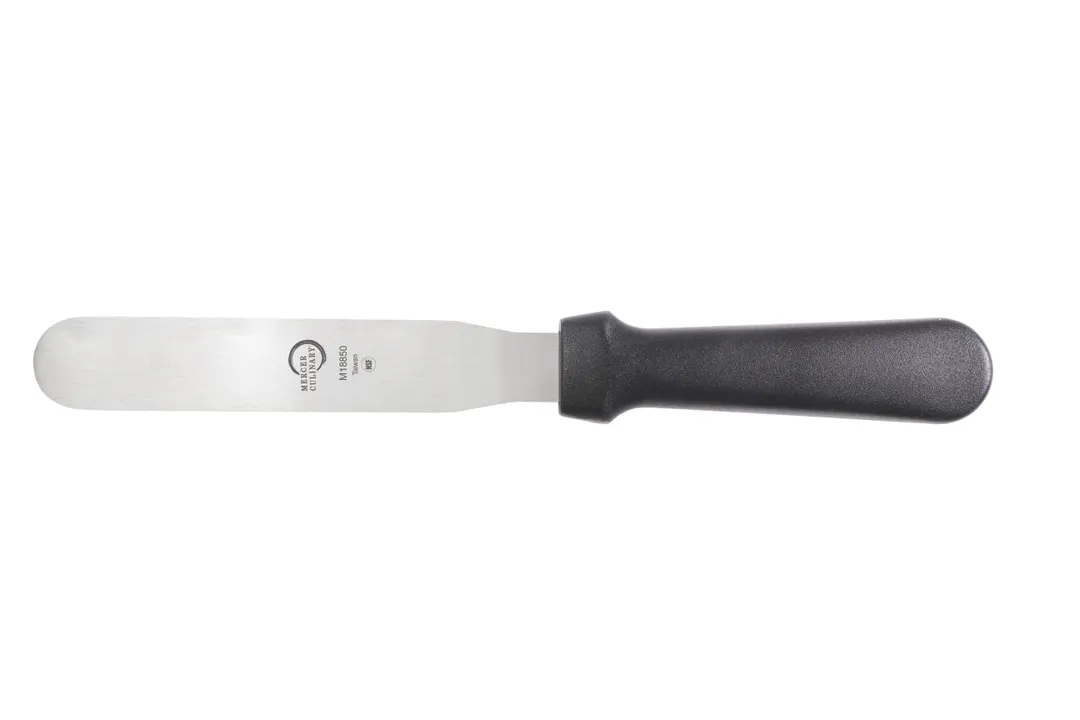 Mercer M18850P Spatula, 6" L x 1-1/8" W, 11" Length, Black Handle, Stainless Blade, NSF