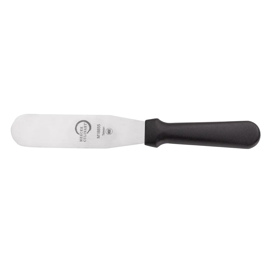 Mercer M18855 Spatula – 6" L x 1½" W Blade, 11", Black Handle, Steel Blade, NSF, Dishwasher Safe
