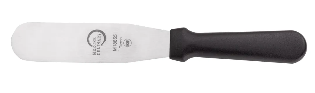 Mercer M18855P - 6" Stainless Steel Turner, 11" Length, Black Plastic Handle, NSF, Dishwasher Safe