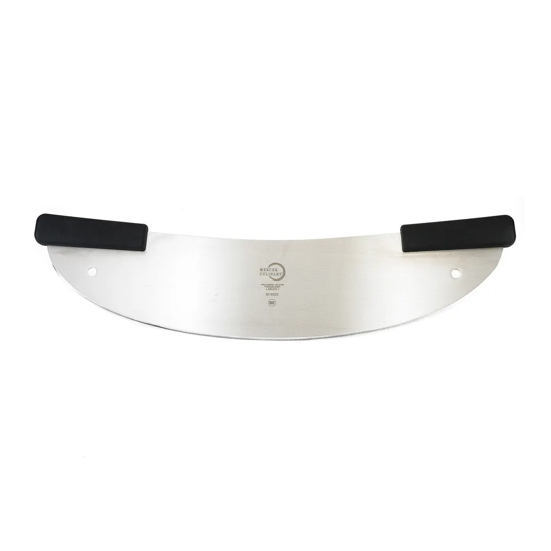 Mercer M18925 Pizza Rocker Knife 20" High‑Carbon Stainless Steel Blade Santoprene Handles Holes NSF