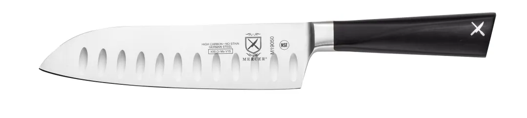 Mercer M19050 - 7" Santoku Knife, Forged Steel Blade with Granton Edge, POM Handle, NSF