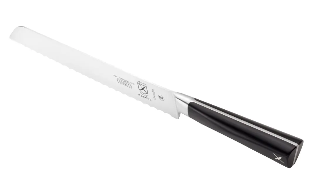 Mercer M19070 ZüM 8" Bread Knife, Wavy Edge, Forged Carbon Stainless Steel, Black POM Handle