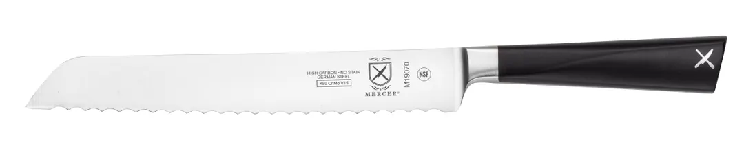 Mercer M19070 ZüM 8" Bread Knife, Wavy Edge, Forged Carbon Stainless Steel, Black POM Handle