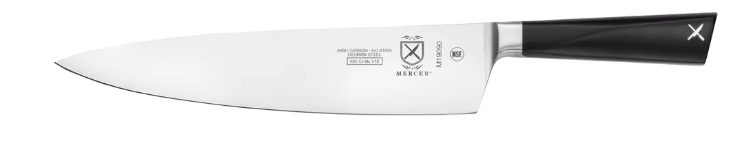Mercer M19090 ZüM Chef’s Knife, 9" Forged High Carbon Steel Blade, Black POM Handle