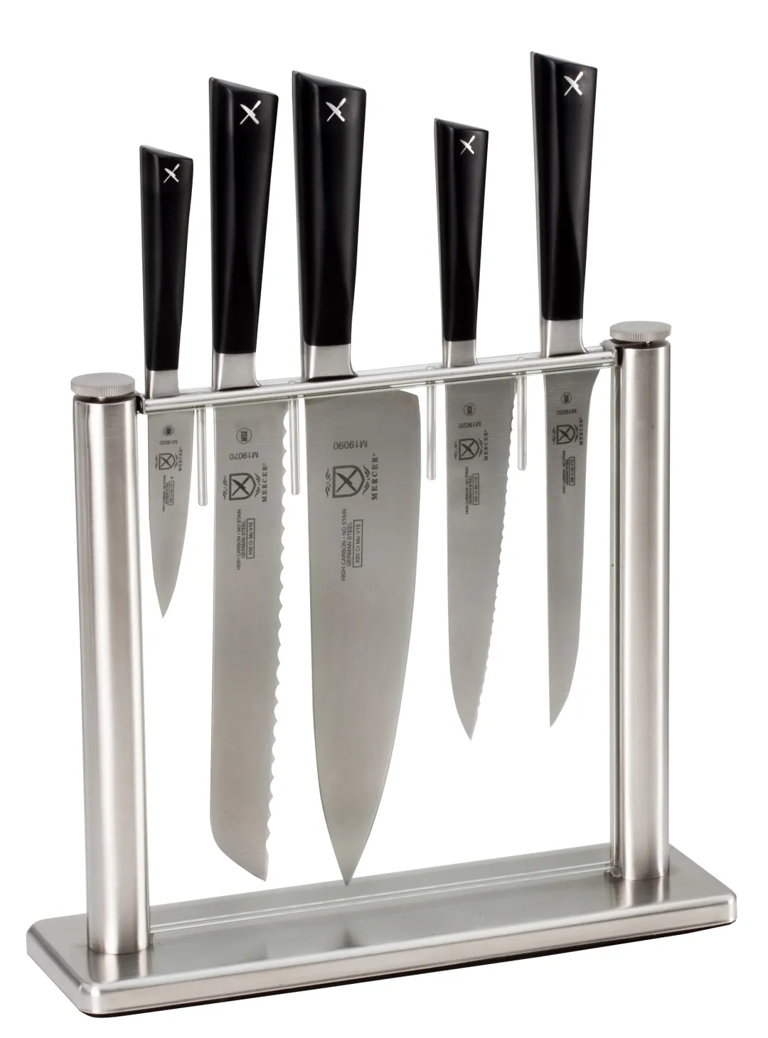 Mercer M19100 ZüM 6-Pc Knife Set, Glass Block, 6"–8" Knives, 3-1/2" Paring, Steel, NSF - 6/Set