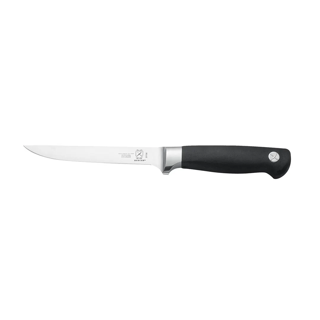 Mercer M20106 Genesis Boning Knife, 6" Stiff Carbon Steel Blade, Black Santoprene Non‑Slip Handle