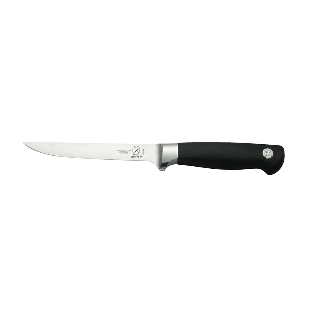 Mercer M20206 Genesis Boning Knife, 6" Flexible Carbon Steel, Black Non‑Slip Santoprene Handle, NSF