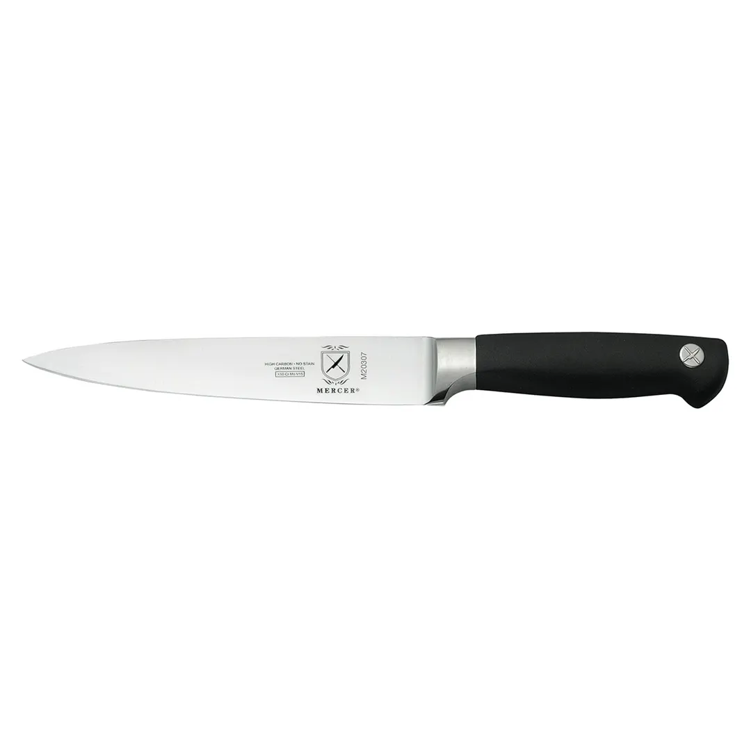 Mercer M20307 Genesis 7" Flexible Fillet Knife, Steel Blade, Black Santoprene Handle, NSF Cert.