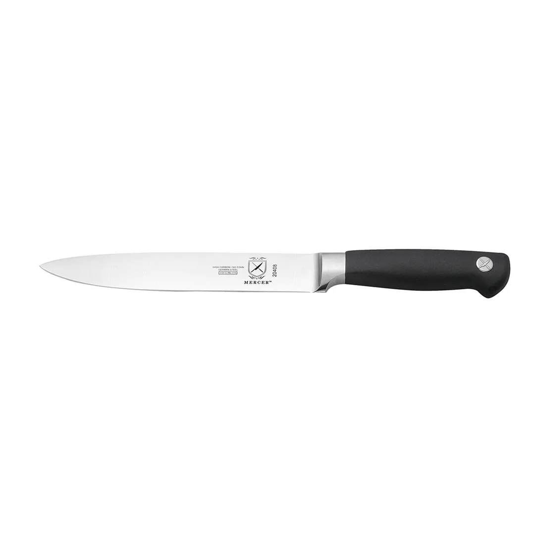 Mercer M20408 Carving Knife, 8" Carbon Steel Blade, Black Santoprene Non‑Slip Handle, NSF