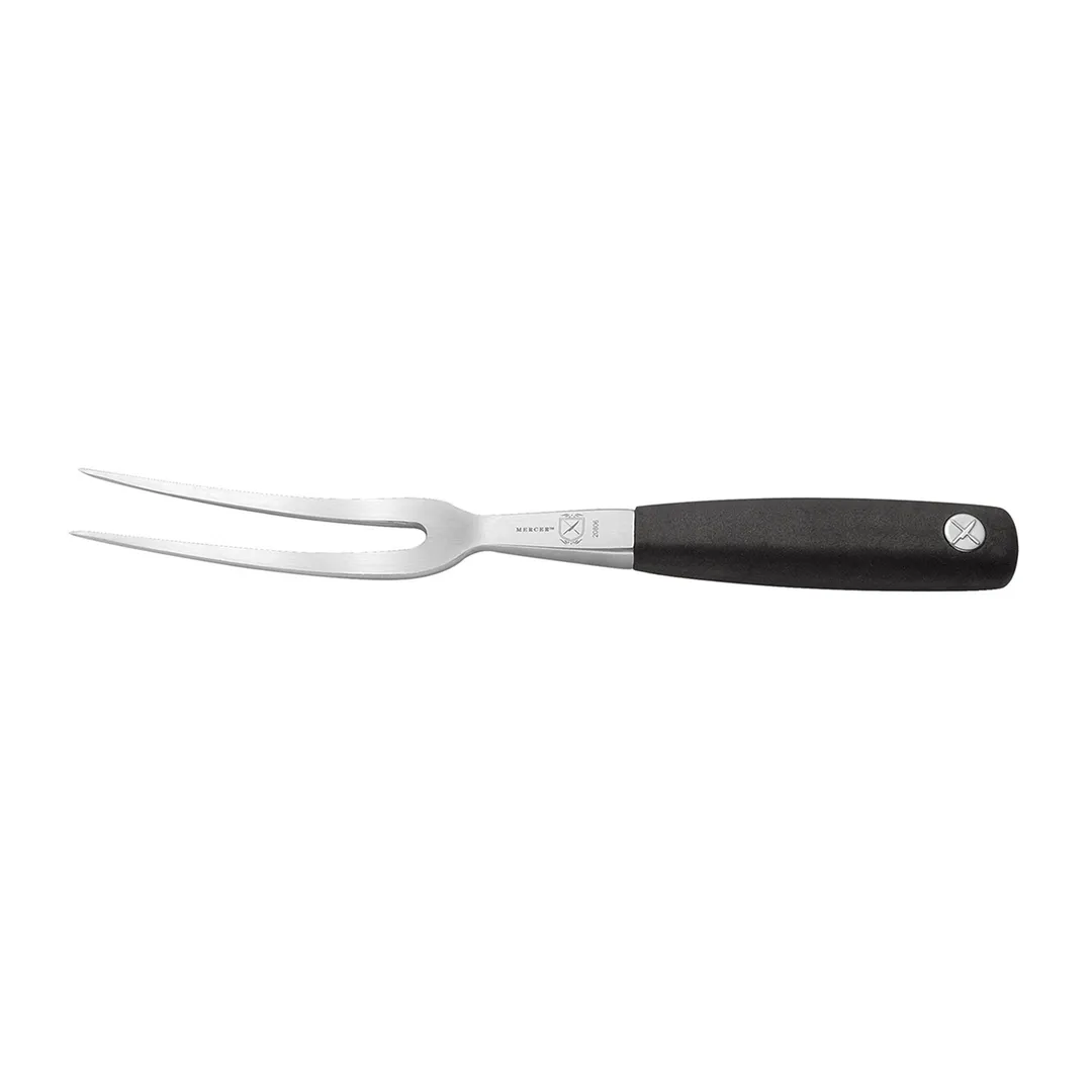 Mercer M20806 Genesis Carving Fork – 6" Blade, 10" Length, Steel, Santoprene® Handle, NSF, Pack