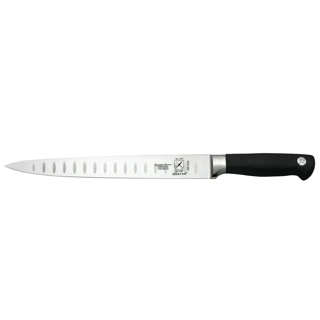 Mercer M21030 Carving Knife, 10" Stainless Steel Blade, Black Plastic Handle, Granton Edge, NSF