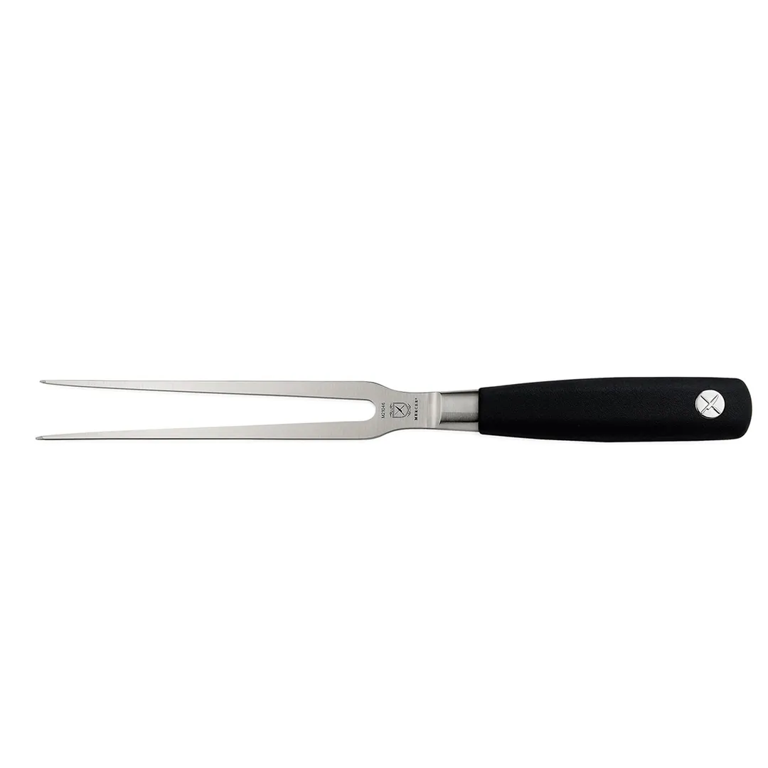 Mercer M21046 Genesis Carving Fork – 7" Blade, 11-3/4" Length, Carbon Steel, Santoprene Handle