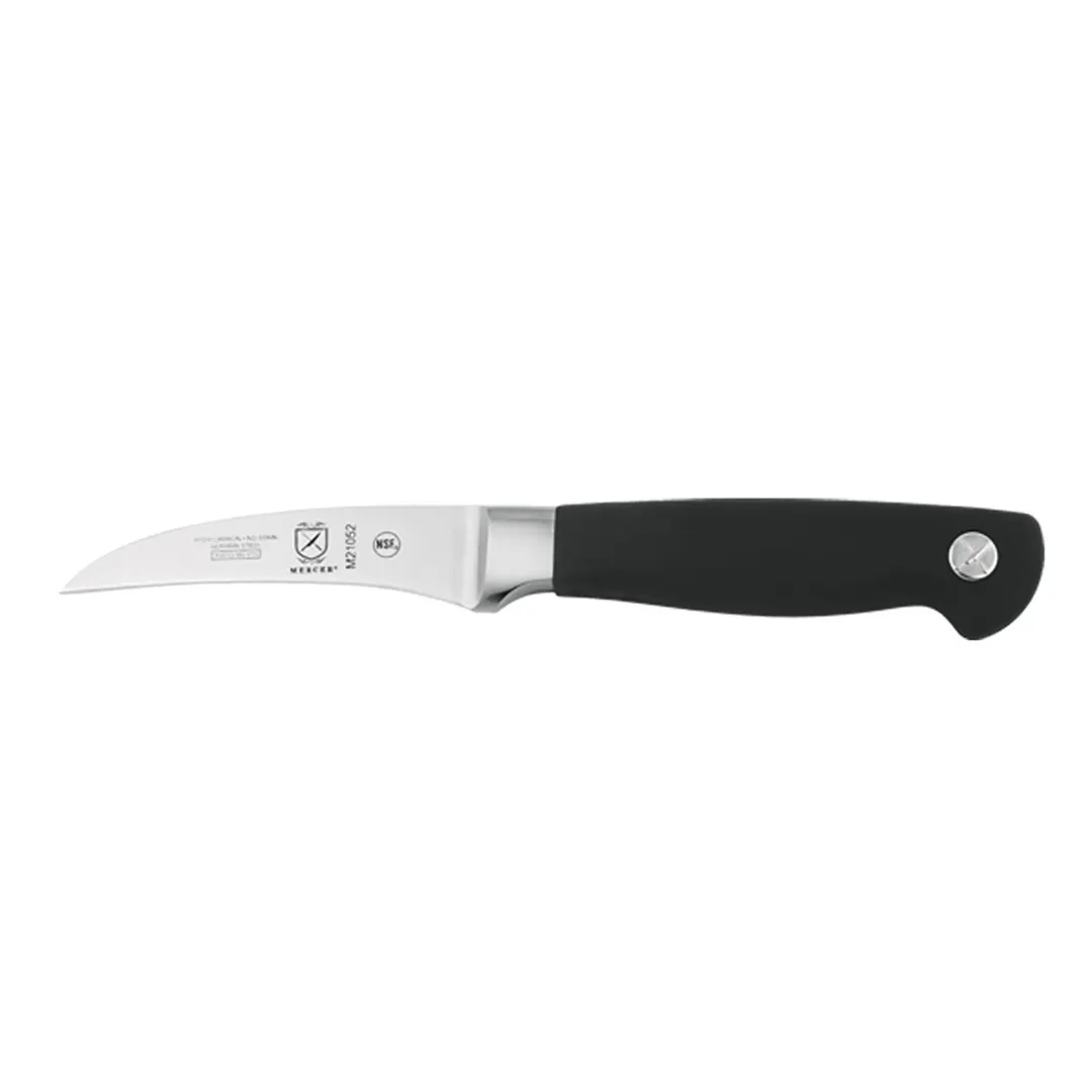 Mercer M21052 Genesis Peeling Knife - 2.5" Forged Steel Blade, Santoprene Handle, Bird’s Beak, NSF