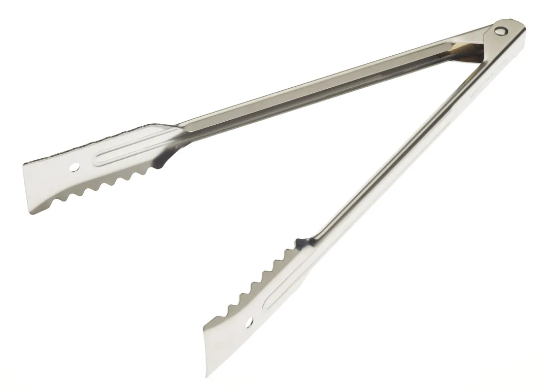 Mercer M21612 - 12" Tongs with Gripper End, 18/0 Stainless Steel, Flat Spring, Seafood Plating Tool
