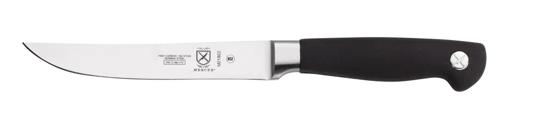 Mercer M21922 Genesis Steak Knife – 5" Blade, 9-3/8" Overall, Forged Steel, Santoprene Handle, NSF