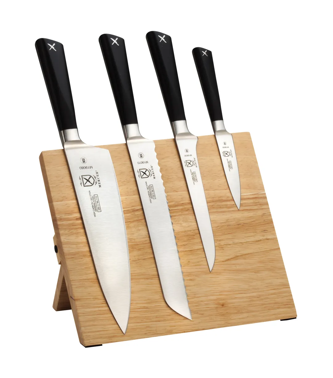 Mercer M21990 ZüM Magnetic Set – 5‑Pk: 8" Chef, 6" Utility, 3" Paring, 8" Bread, Steel, POM, NSF