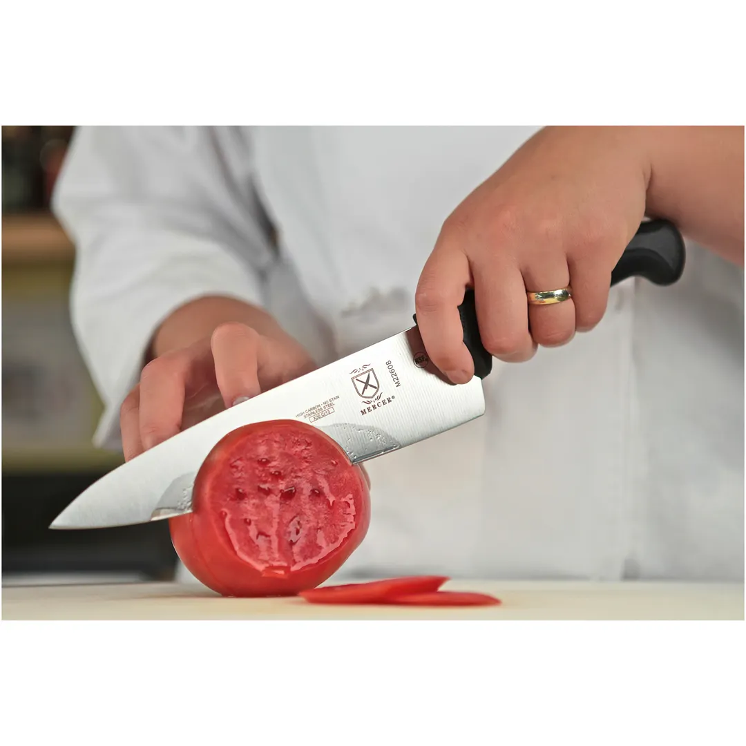 Mercer M22608 - Millennia 8" Chef Knife, Stamped Carbon Steel Blade, Non‑Slip Handle with Guard