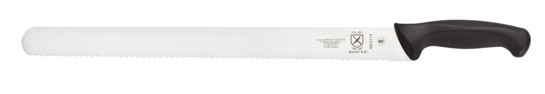 Mercer M23113 - Millennia 16" Cake Slicer Knife, Steel Blade, Black Plastic Handle, Guard, NSF