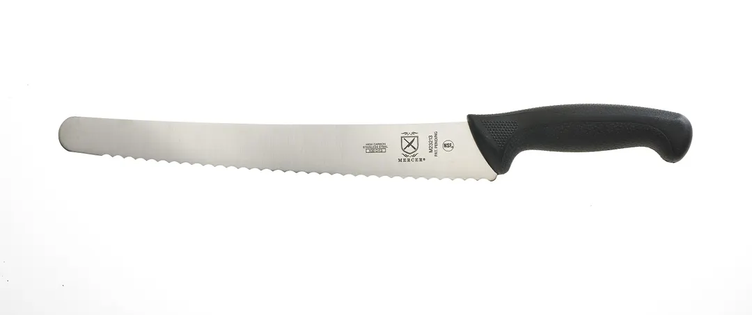 Mercer M23213 Millennia Brisket Knife, 12" Japanese Steel, Black Poly Handle with Finger Guard, NSF