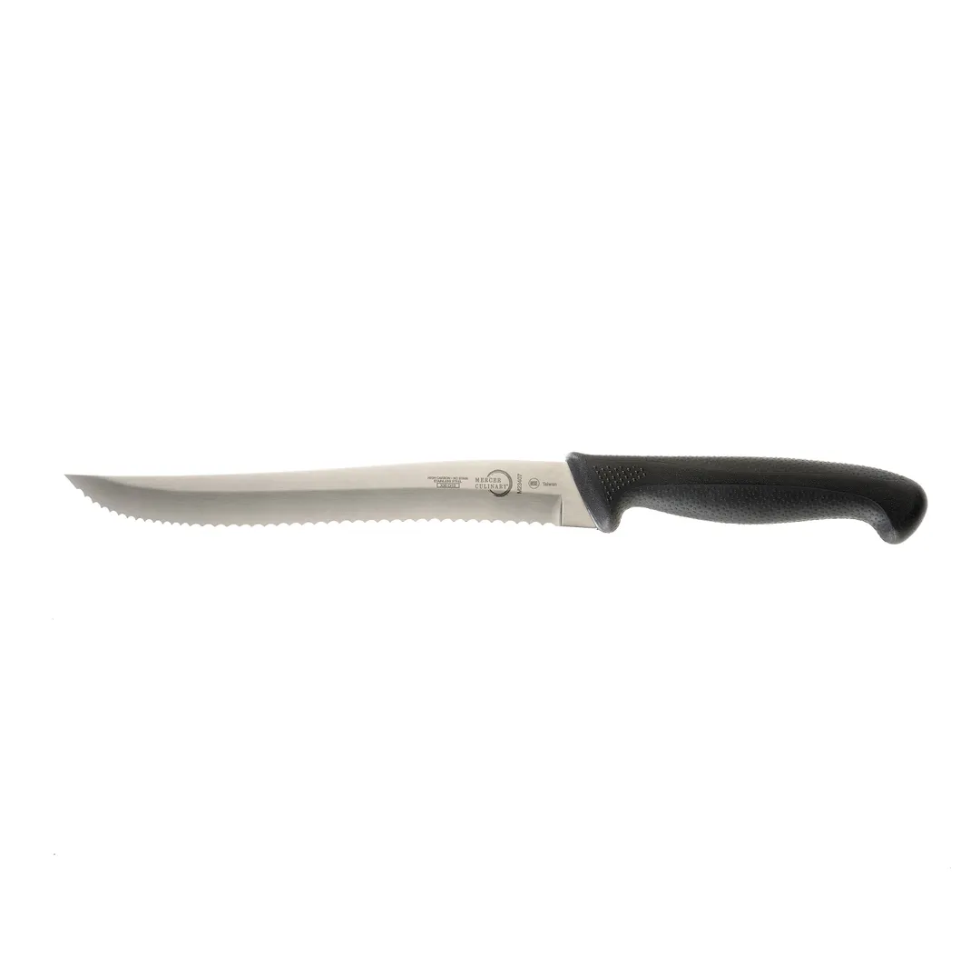 Mercer M23407 Utility Knife – 7" Steel Blade, Black Non‑Slip Santoprene Handle With Finger Guard