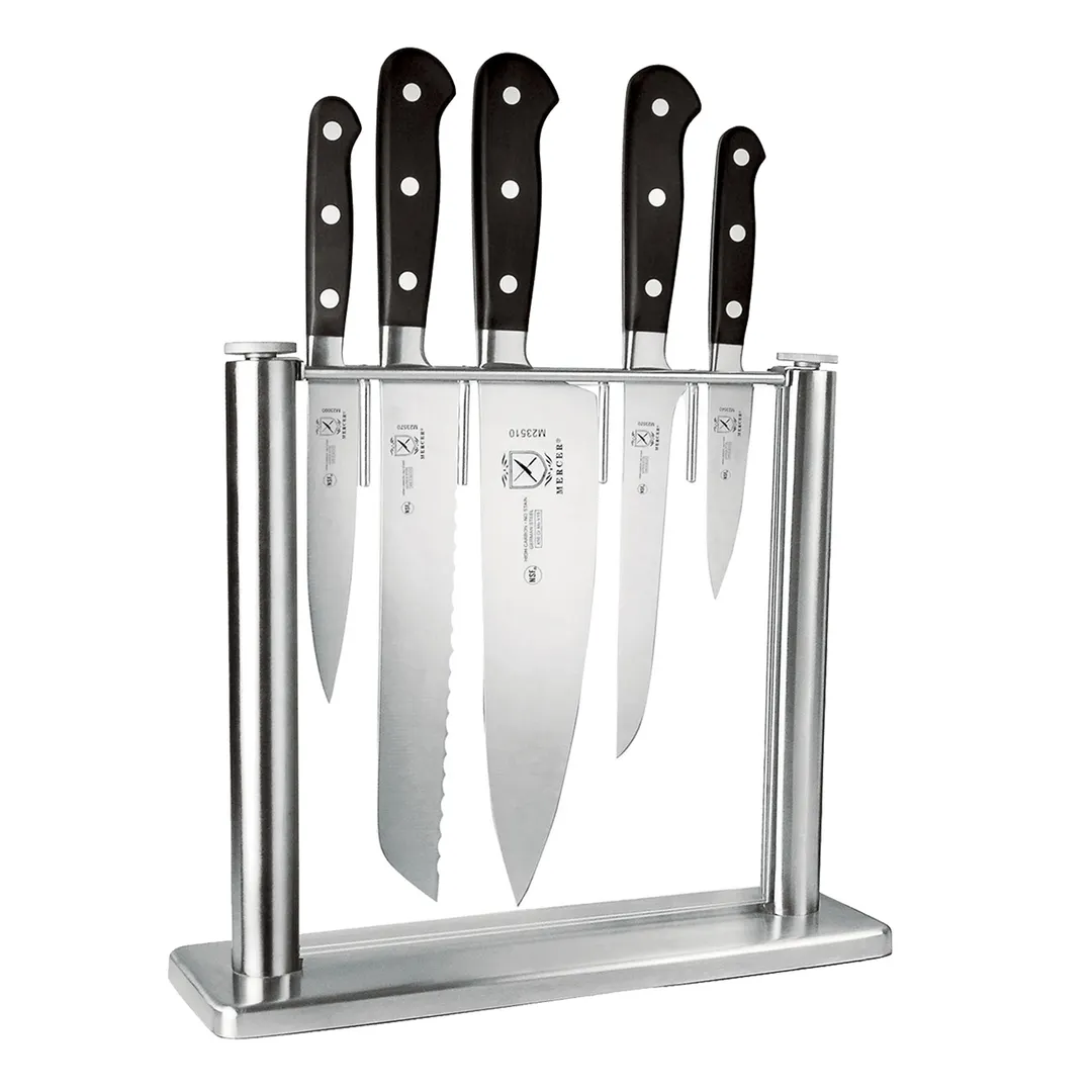 Mercer M23500 Block Set – 5" Utility 8" Bread 8" Chef 6" Boning 3‑1/2" Paring German Steel Blades