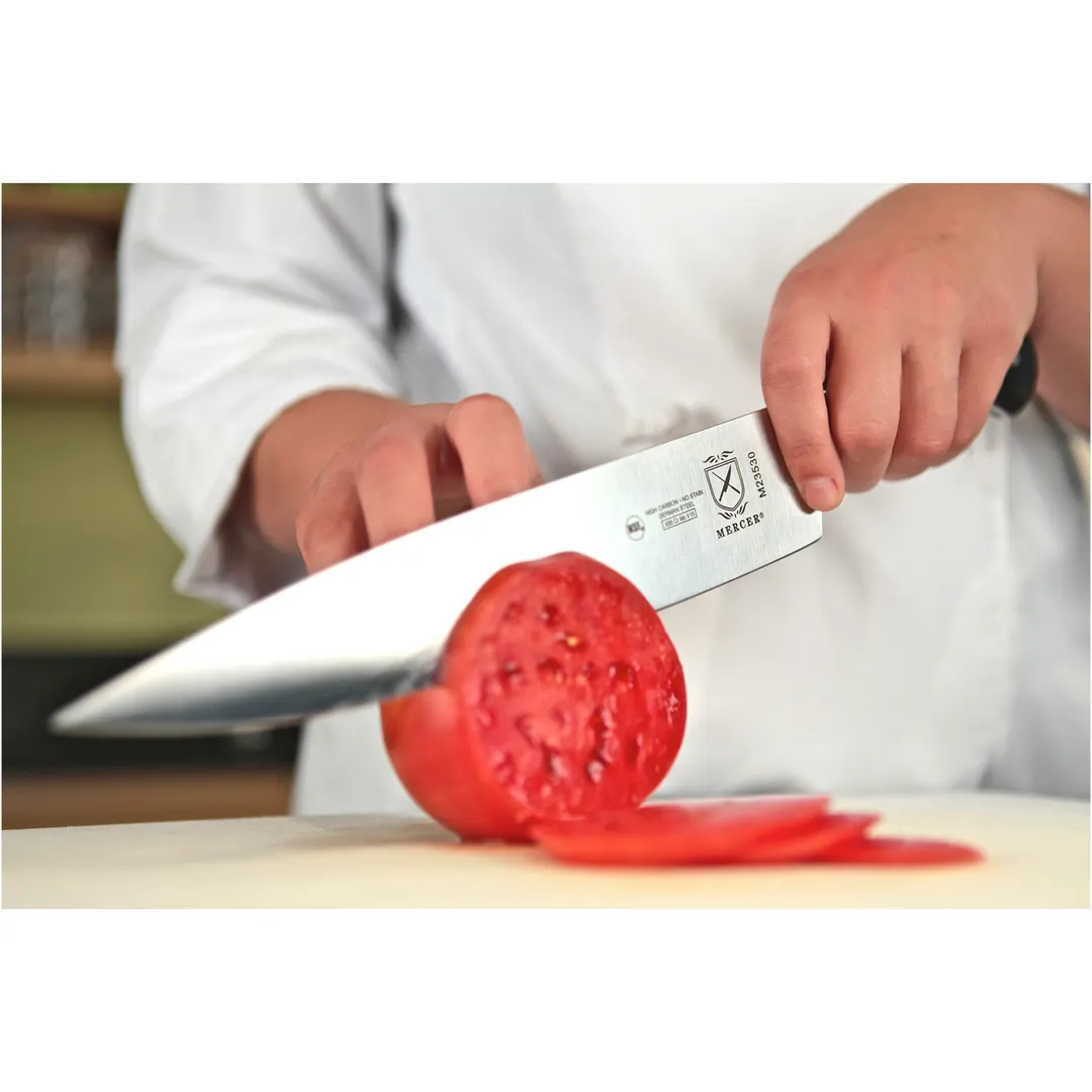 Mercer M23530 Chef’s Knife – 10" Forged High Carbon Steel, Black Delrin Handle, Triple‑Riveted, NSF