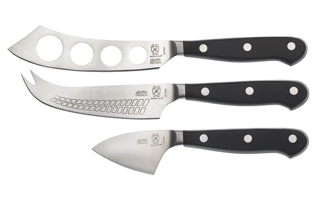 Mercer M23608 Renaissance 3-Pc Cheese Knife Set, POM Handles, 5" Soft, 4¾" Hard, 2¾" Parmesan