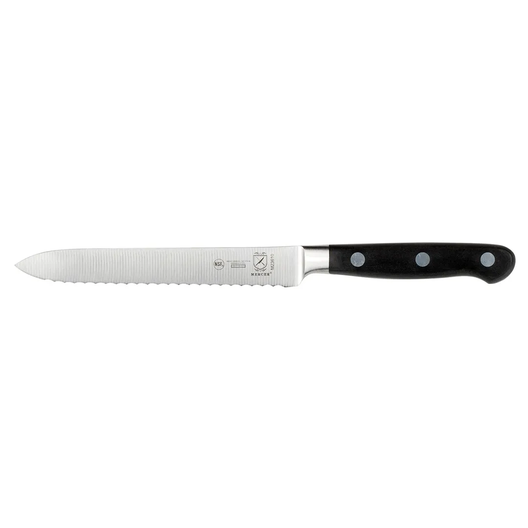 Mercer M23610 Renaissance Tomato Knife, 5" Forged Steel, Triple‑Riveted, Delrin Handle NSF